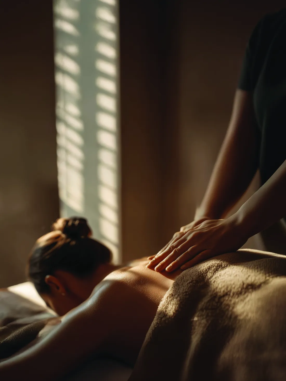 Medical massage in a softly lit treatment room at ReGlow Wellness